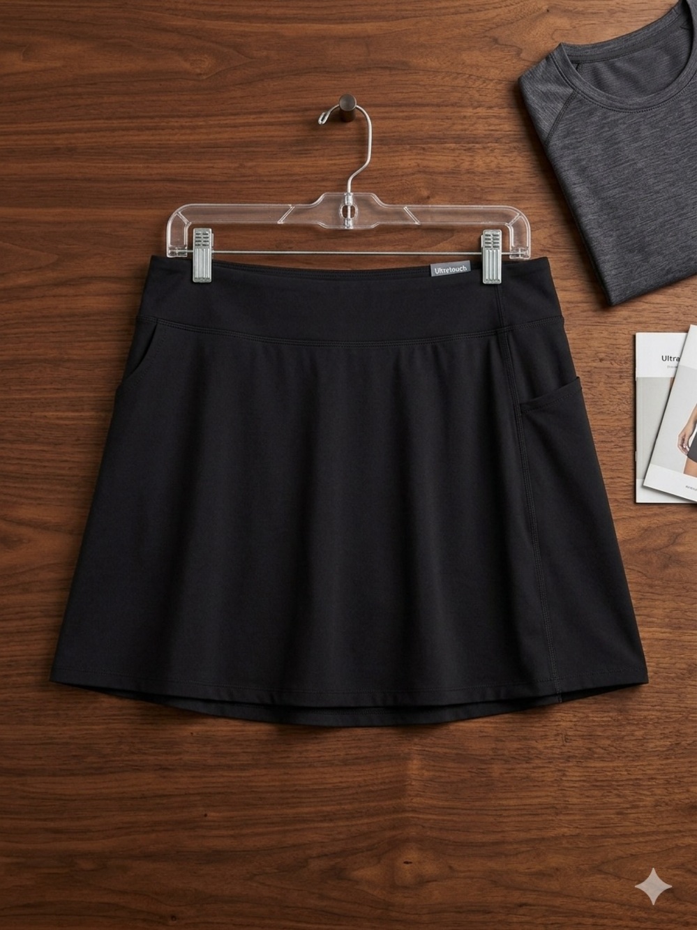 NWT Tek Gear Ultrastretch High-Rise Skort Black Size XL Athletic Pocket